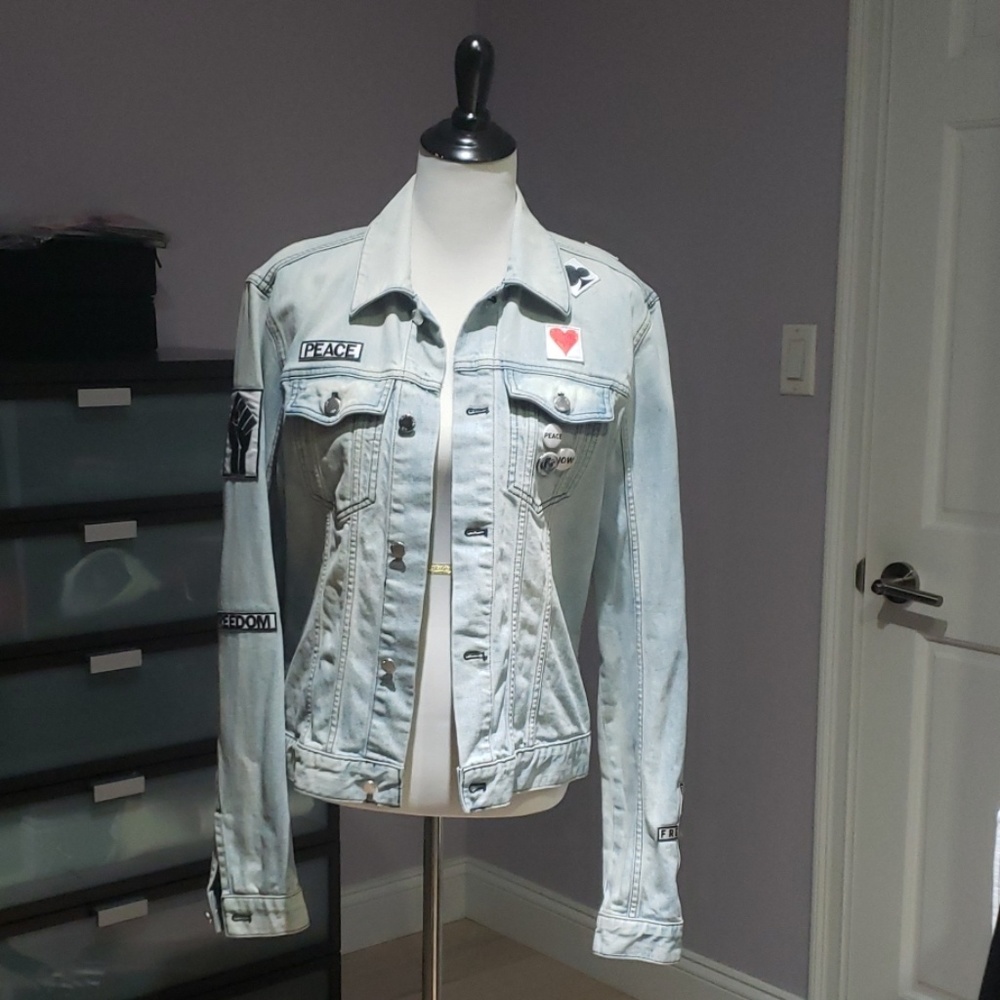 BLK DNM Light Wash Denim Jacket with Patch Details